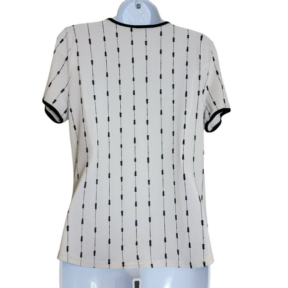 50th Street Petite Women's MP White and Black Blouse w/Gold Zipper Pockets EUC - Picture 3 of 12